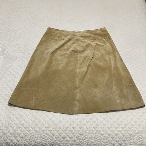 Anne.X Beige Leather A Line Skirt - Size 6 - Picture 2 of 3